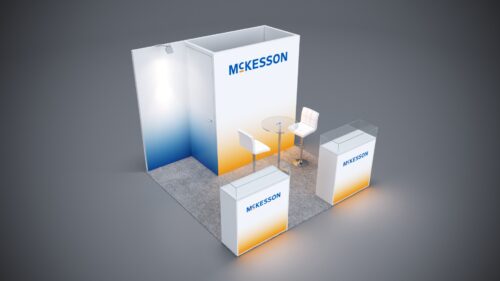 10x10 Trade Show Exhibit with interactive product demo stations.