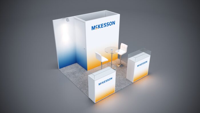 10x10 Trade Show Exhibit with interactive product demo stations.