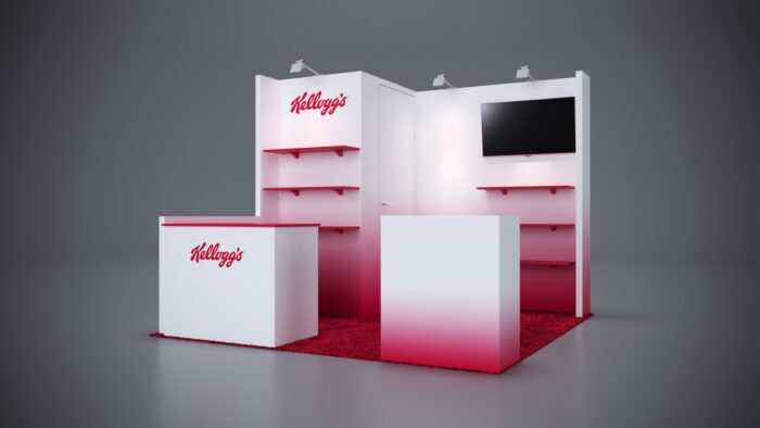 10x10 Trade Show Exhibit with illuminated signage and vibrant colors.