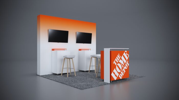 10x10 Trade Show Exhibit featuring integrated monitor stands.