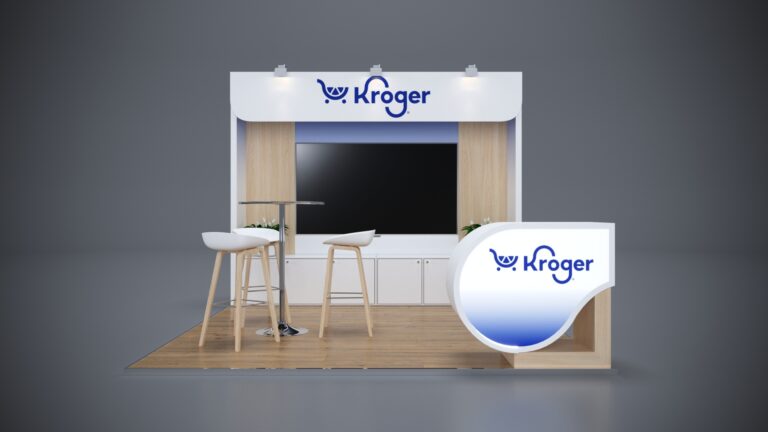 10x10 Trade Show Exhibit featuring bold graphics and custom flooring.