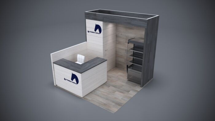 10x10 Trade Show Exhibit with bold LED backlit panels.