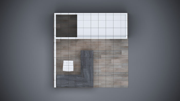 10x10 Trade Show Exhibit with modern lighting and sleek architecture.