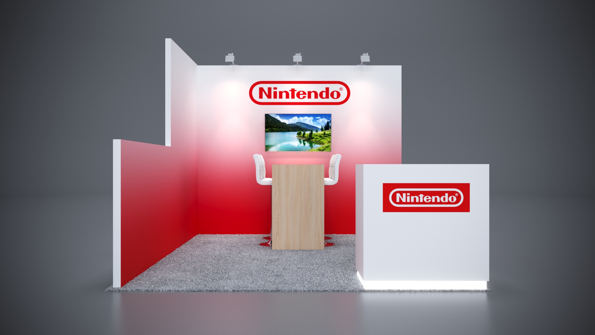 10x10 Trade Show Exhibit with ultra-bright LED-lit displays.