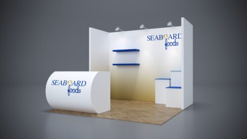10x10 Trade Show Exhibit with backlit walls for maximum visibility.