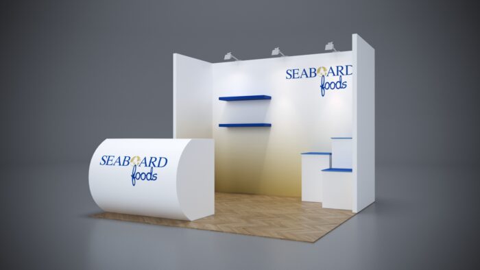 10x10 Trade Show Exhibit with backlit walls for maximum visibility.