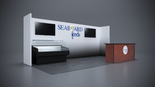 10x20 Trade Show Exhibit with backlit panels and engaging visuals.