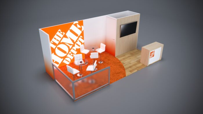 10x20 Trade Show Booth Rental 11 10x20 Trade Show Exhibit featuring seamless LED-lit branding.