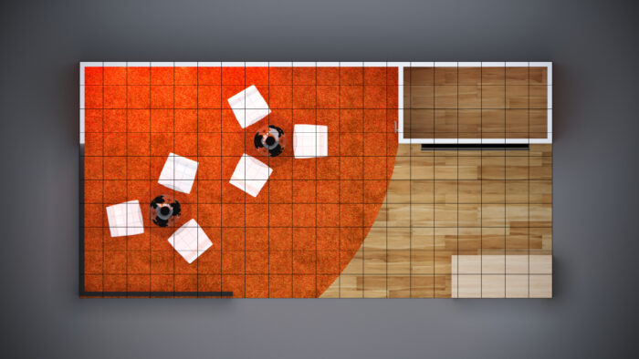 10x20 Trade Show Exhibit with hanging signs for enhanced visibility.