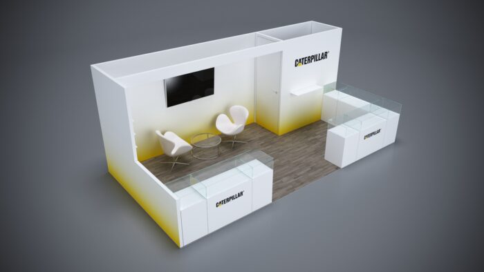 10x20 Trade Show Exhibit featuring multi-functional display areas.