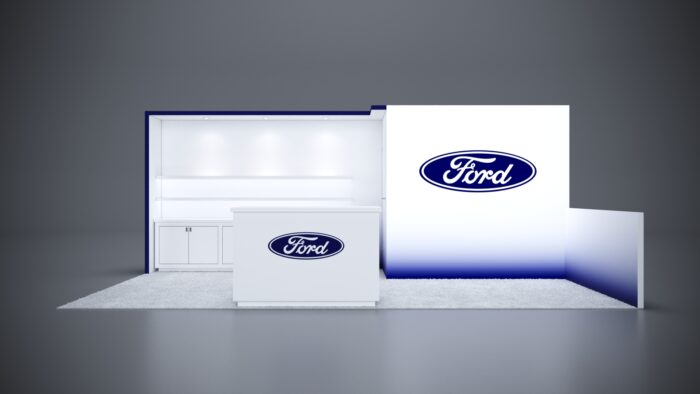 10x20 Trade Show Exhibit featuring dynamic digital content displays.