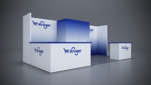 10x20 Trade Show Exhibit featuring multiple LED-lit display areas.