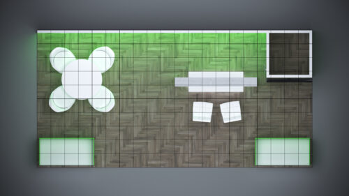 10x20 Trade Show Exhibit featuring curved walls and striking visuals.
