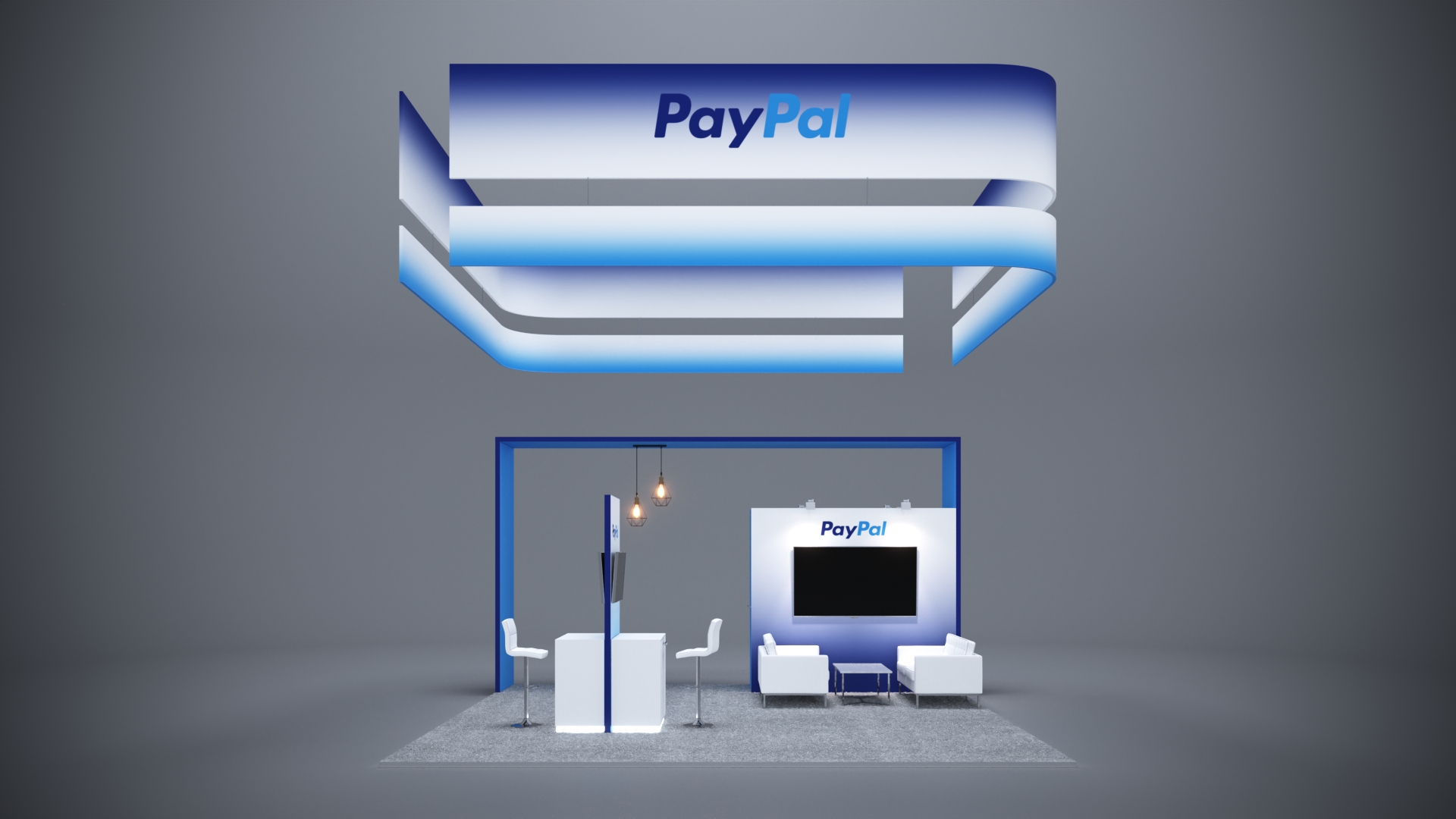 20x20 Trade Show Exhibit with backlit signage and premium materials.