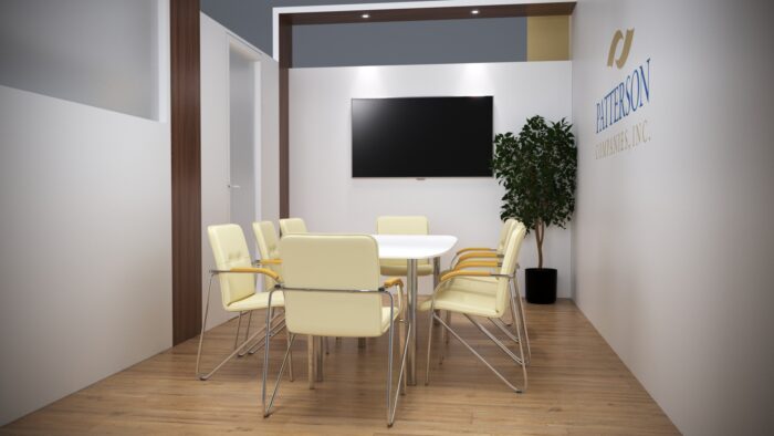 20x20 Trade Show Exhibit featuring elegant, custom-built structures.