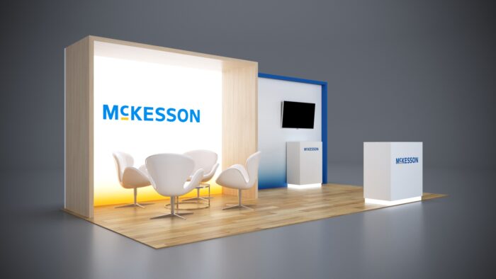 10x20 Trade Show Exhibit with easy-to-assemble aluminum framing.