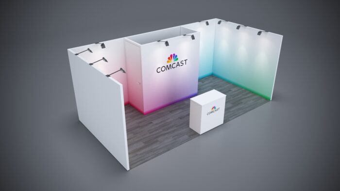 10x20 Trade Show Exhibit with bright and modern trade show visuals.
