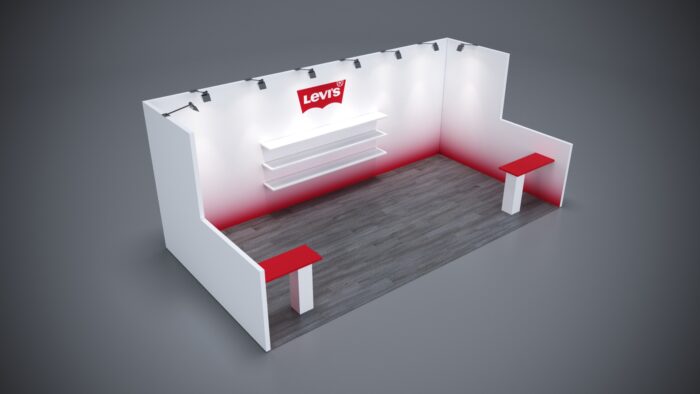 10x20 Trade Show Exhibit with built-in monitor stands for presentations.