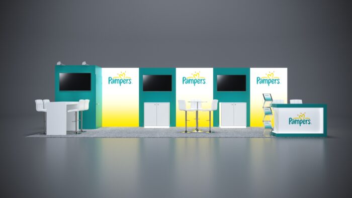 10x30 Trade Show Exhibit featuring sleek modern design and interactive stations.