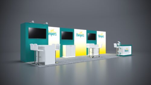 10x30 Trade Show Exhibit with high-quality graphic panels and LED lighting.
