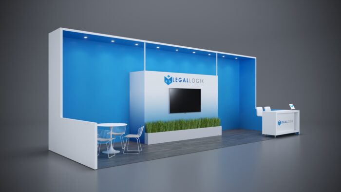 10x30 Trade Show Exhibit with a bold, eye-catching design and backlit walls.