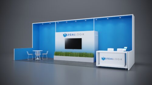 10x30 Trade Show Exhibit featuring a modern aesthetic with integrated lighting.