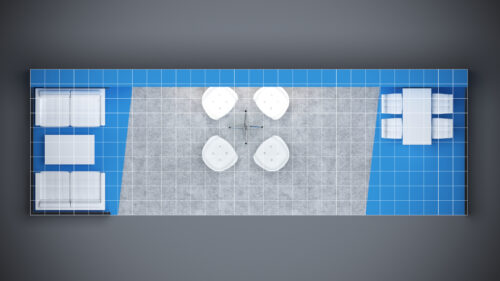 10x30 Trade Show Exhibit with ample storage space and customizable shelves.