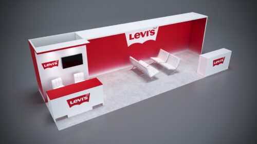 10x30 modular trade show exhibit with dynamic branding, product showcases, and tech integration.