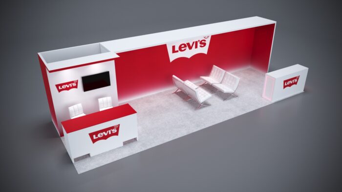 10x30 modular trade show exhibit with dynamic branding, product showcases, and tech integration.