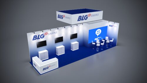 10x40 Trade Show Exhibit with premium finishes and an elegant, modern design.