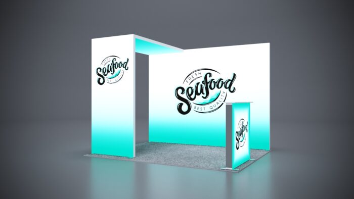 10x8 trade show booth with flexible design, engaging tech features, and modern branding solutions.