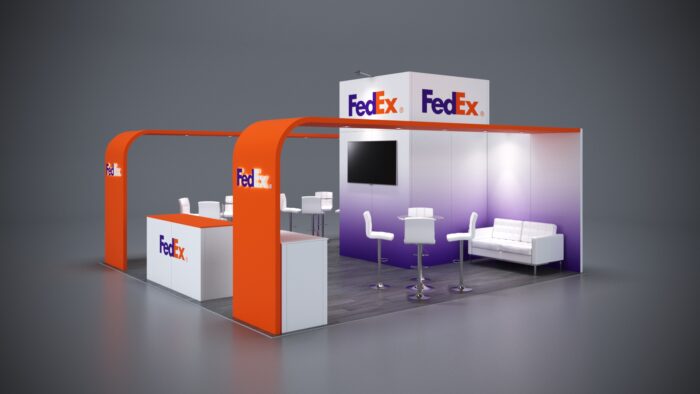 20x20 Trade Show Exhibit featuring large, high-resolution graphic panels.