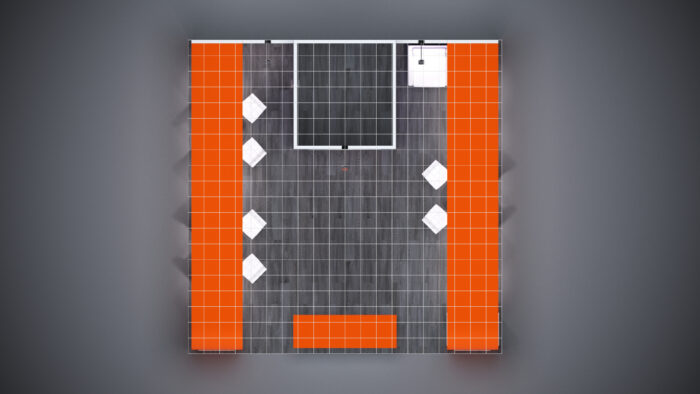 20x20 Trade Show Exhibit with a sophisticated, high-end presentation.