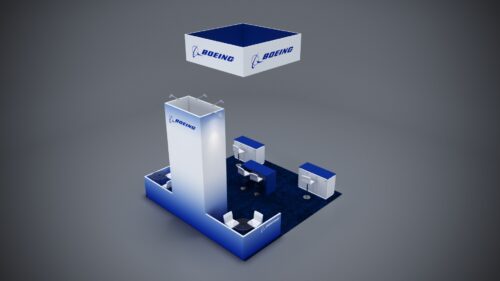 20x20 Trade Show Exhibit with premium backlit walls and sleek counters.