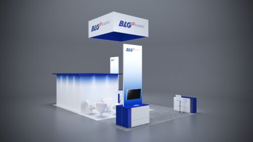 20x30 Trade Show Exhibit featuring multiple product display zones and meeting areas.