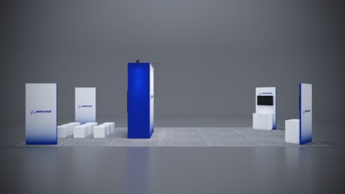 20x40 Trade Show Exhibit with interactive product displays and custom graphics.