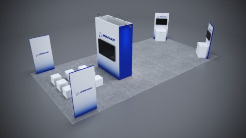 20x40 Trade Show Exhibit featuring a modern design with elevated branding.