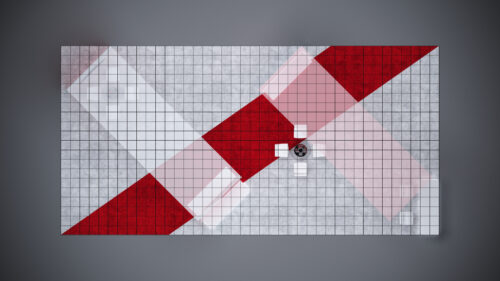 20x40 Trade Show Exhibit featuring a dynamic overhead structure for branding.