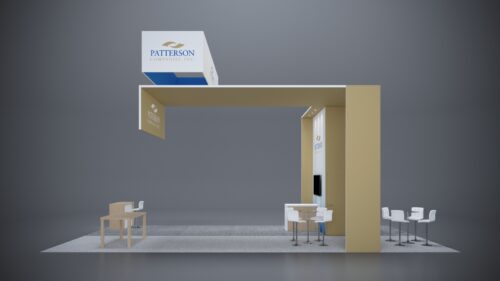 20x40 Trade Show Exhibit with an open, welcoming layout for high foot traffic.