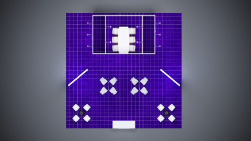 30x30 custom build trade show booth with modern design, interactive features, and spacious product displays.