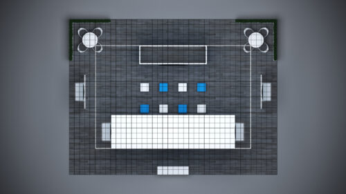 30x40 modular trade show exhibit with versatile design, modern counters, and ample storage.