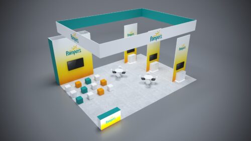 30x40 modular trade show exhibit with wide layout, interactive features, and dynamic branding solutions.
