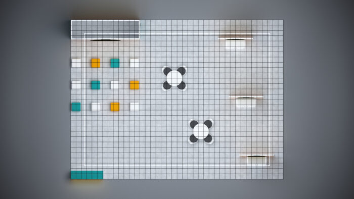 30x40 modular trade show booth with seamless design, storage solutions, and engaging product displays.