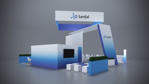 40x40 custom exhibit with flexible design, high-tech features, and ample storage solutions.