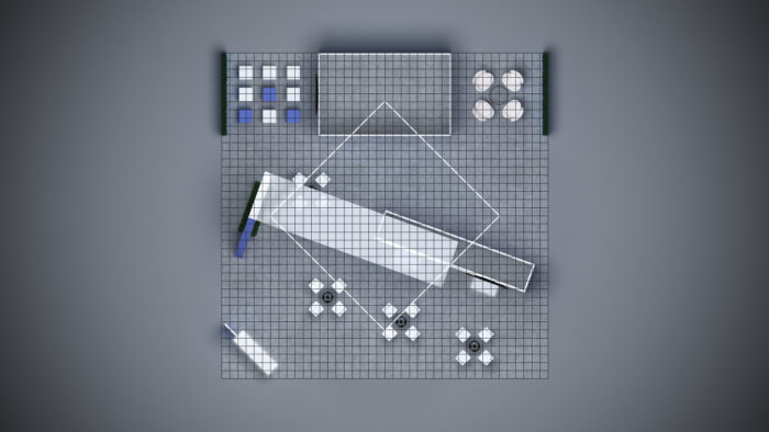 40x40 custom trade show booth with dynamic displays, interactive tech, and custom counters.