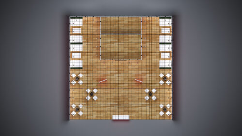 40x40 custom trade show booth with expansive storage, dynamic visuals, and innovative tech.