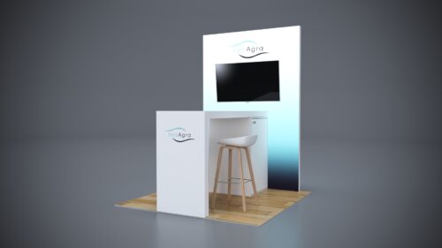 Premium conference sponsor booths with high-end design elements, LED lighting, and branding opportunities.