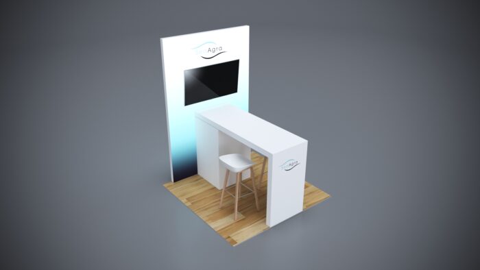 Conference sponsorship booth packages offering prime location, custom counters, and interactive features for attendee engagement.