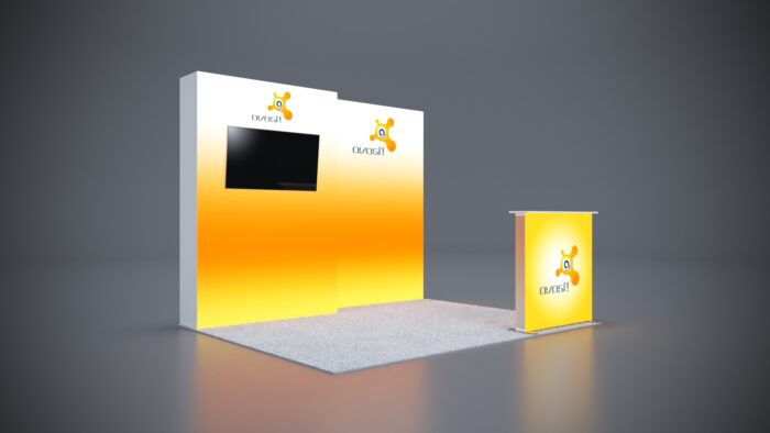 Conference sponsor booths designed for maximum brand exposure, interactive displays, and networking opportunities.