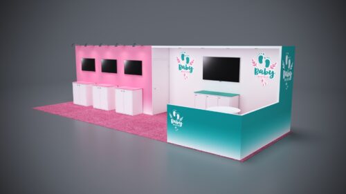 10x30 modular trade show exhibits with eye-catching displays and LED lighting.
